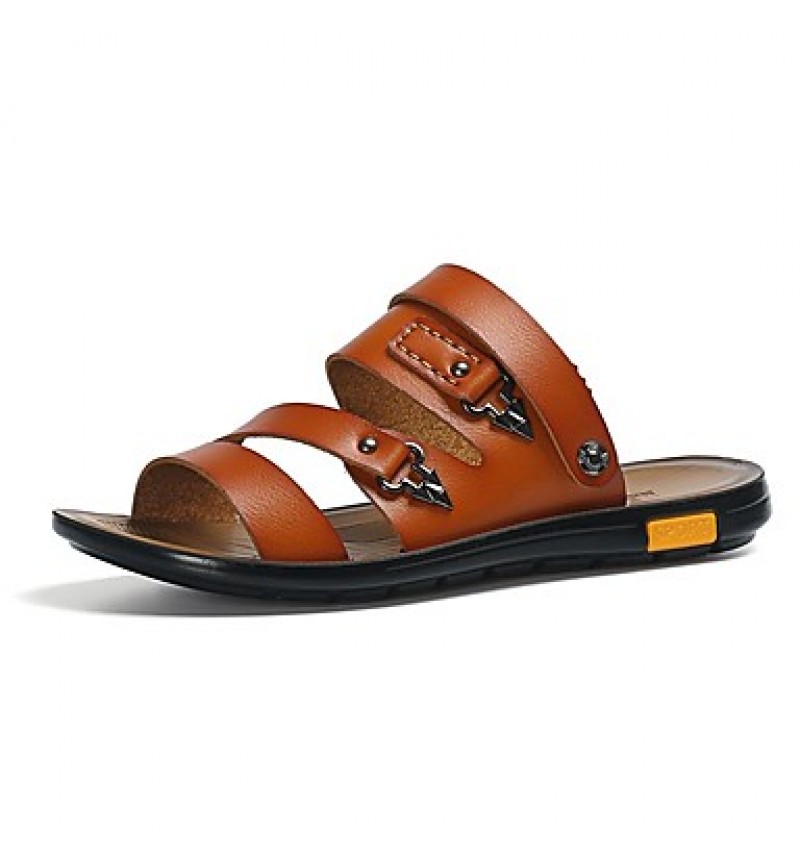 Men's Shoes Outdoor / Athletic / Casual Nappa Leather Sandals Black / Brown  