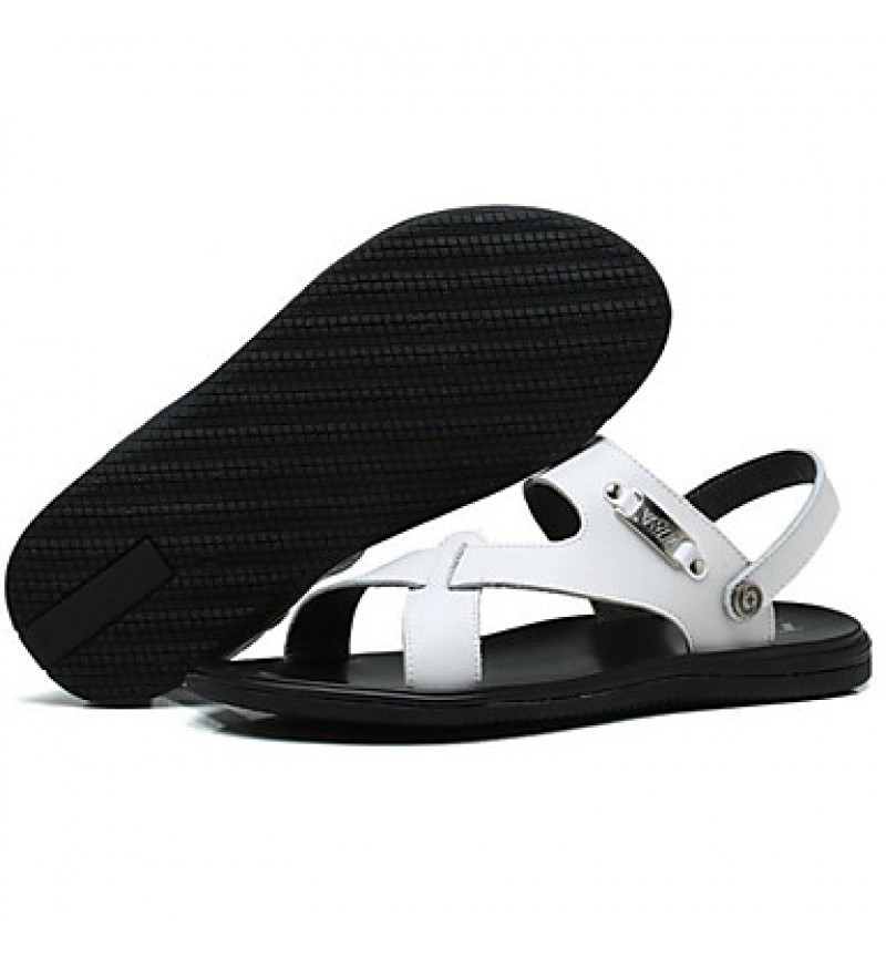 Men's Shoes Outdoor / Office & Career / Work & Duty / Athletic / Dress / Casual Nappa Leather Sandals Black / White  