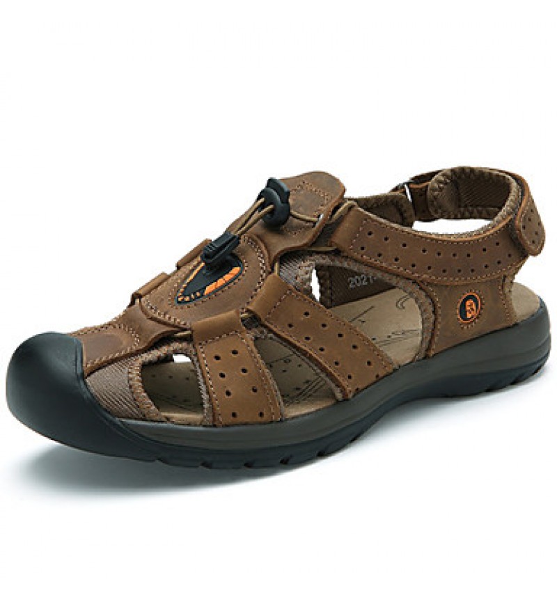 Men's Shoes Outdoor / Casual Leather Sandals Brown / Khaki  