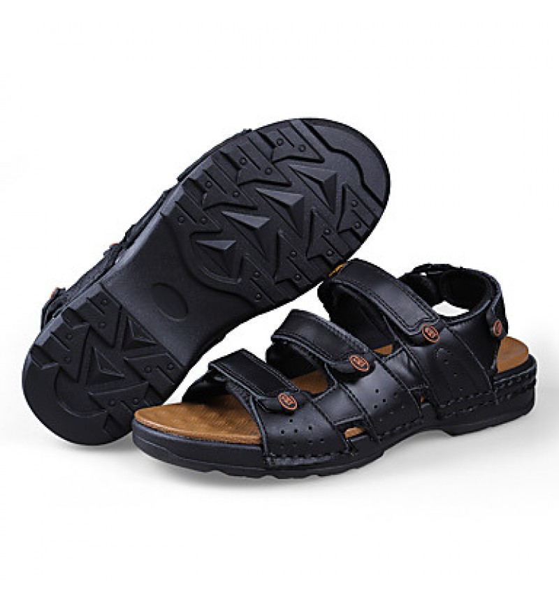 Men's Shoes Outdoor / Office & Career / Athletic / Dress / Casual Nappa Leather Sandals Black / Brown  