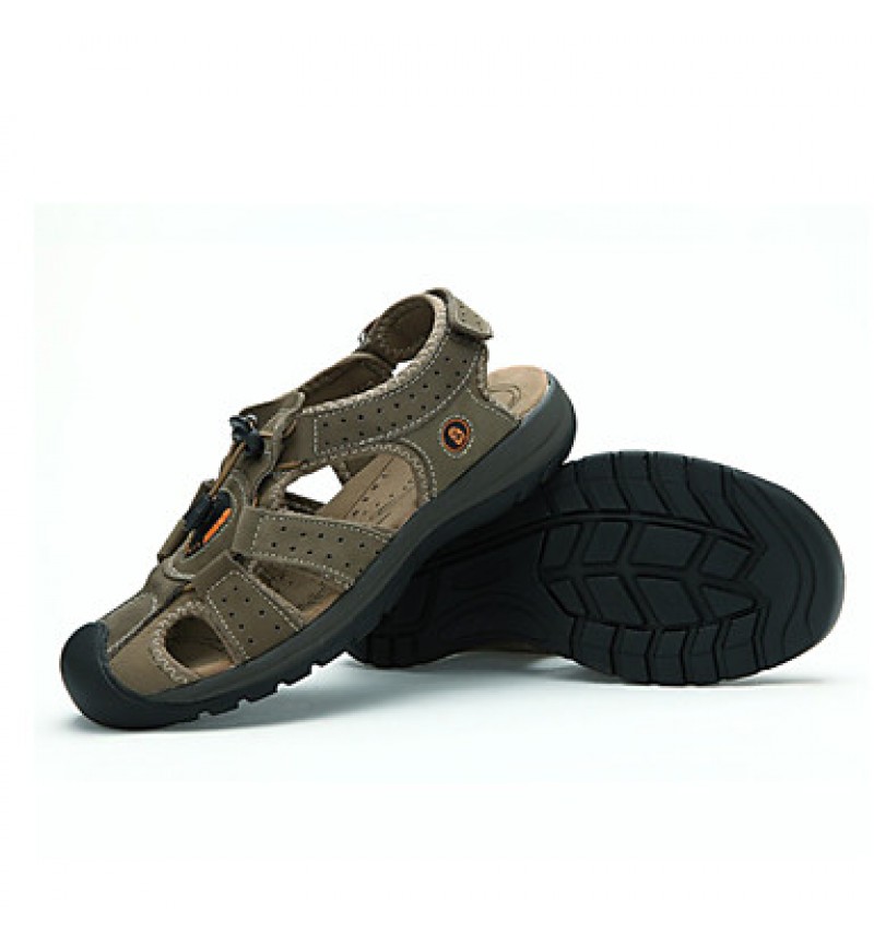 Men's Shoes Outdoor / Casual Leather Sandals Brown / Khaki  