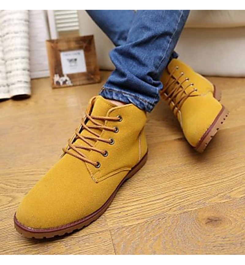 Shoes Leatherette Casual Boots Casual Flat Heel Lace-up Black / Blue / Yellow / Green  