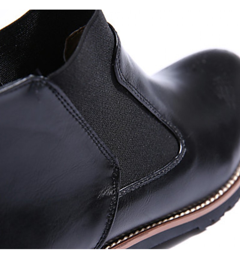 Shoes Leather Office  Career / Casual Boots Office  Career / Casual Low Heel Split Joint Black / Brown / Burgundy  