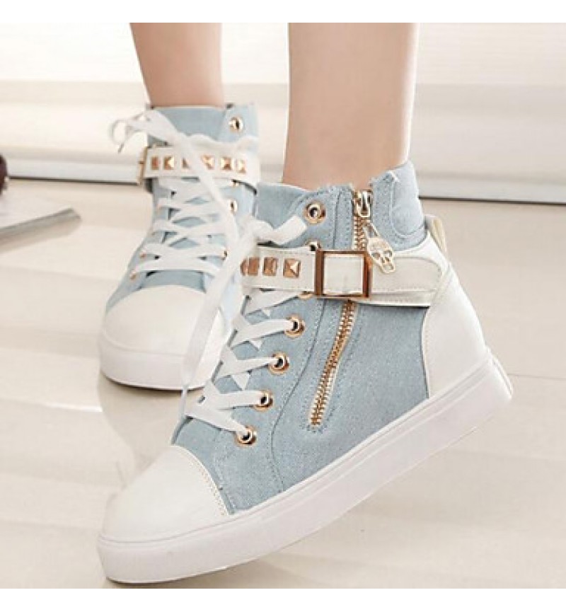 Women's Spring / Fall Canvas Casual Flat Heel Buckle / Zipper / Lace-up Black / Blue / White