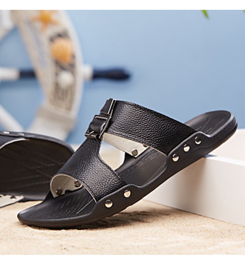 Men's Shoes Outdoor / Office & Career / Casual Leather Sandals Black / Yellow / White  