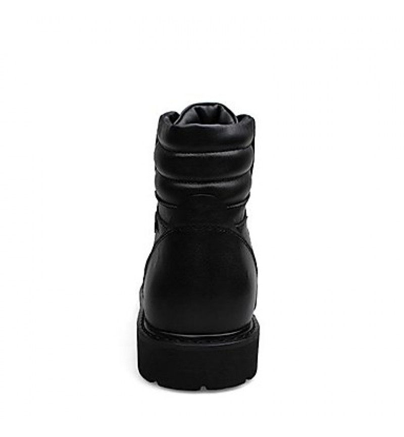 Shoes Leather Casual Boots Casual Low Heel Lace-up Black  