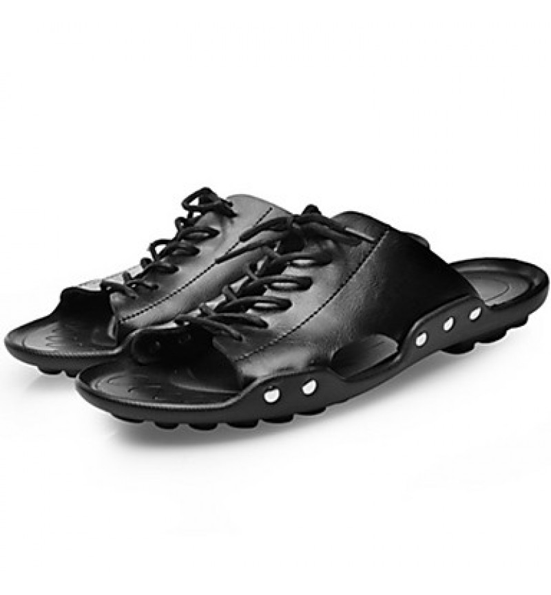 Men's Shoes Outdoor / Athletic / Casual Leather Sandals Black  