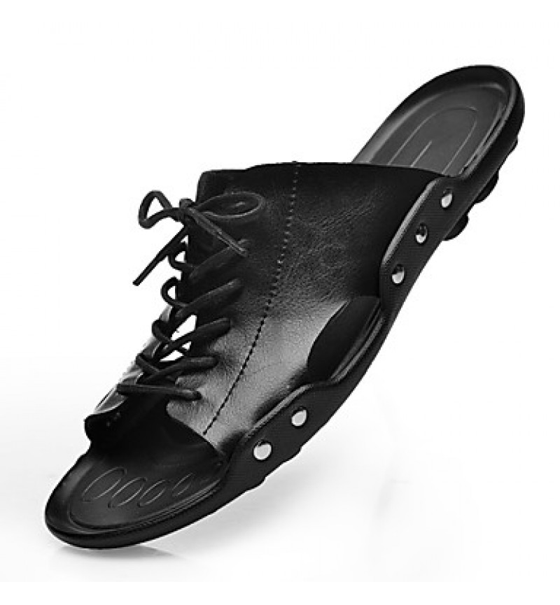 Men's Shoes Outdoor / Athletic / Casual Leather Sandals Black  