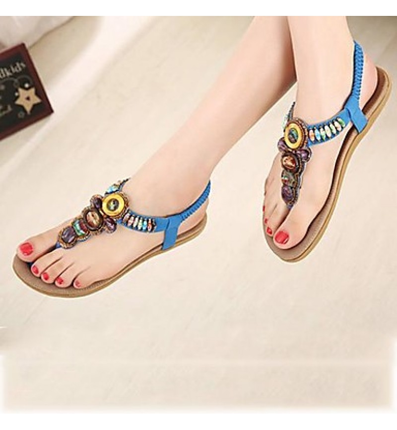 Women's Summer Slingback / Patent Leather Casual / Dress Flat Heel Sparkling Glitter Black / Blue / Khaki