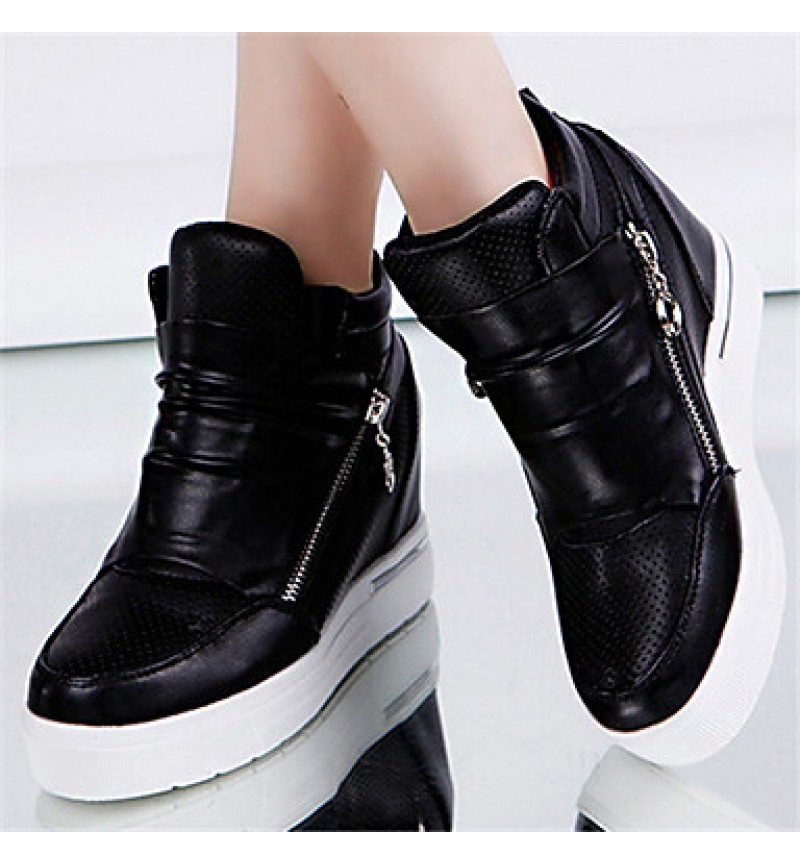 Women's ShoesFlat Heel Round Toe Fashion Sneakers Casual Black/White/Silver