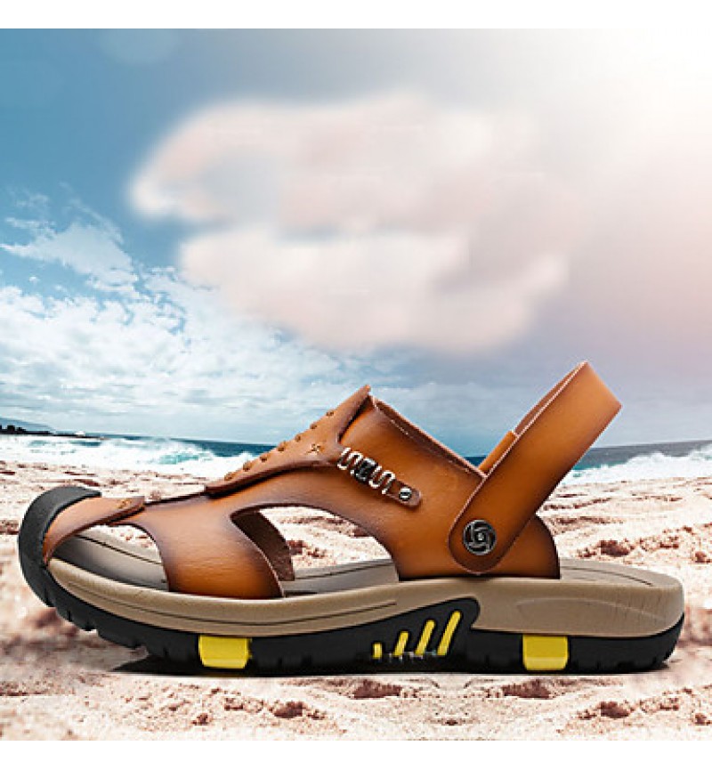 Men's Shoes Outdoor / Office & Career / Athletic / Dress / Casual Nappa Leather Sandals Brown  