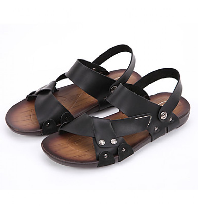   Men's Shoes Casual Leather Sandals Black / Brown  