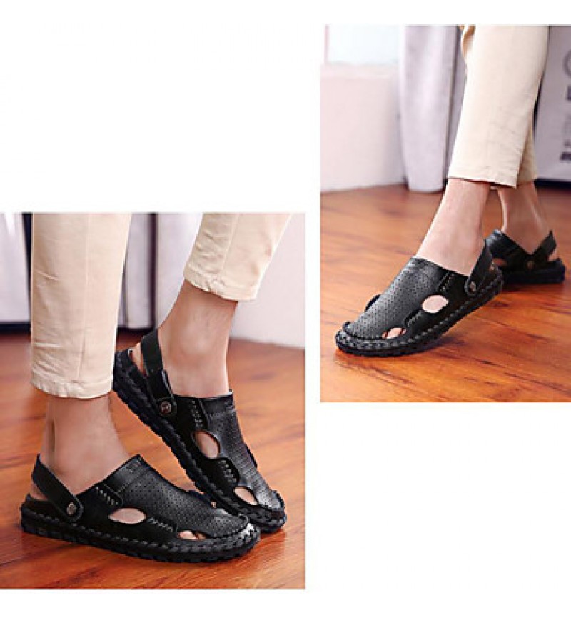 Men's Shoes Outdoor / Office & Career / Athletic / Dress / Casual Nappa Leather Sandals Black / Brown  