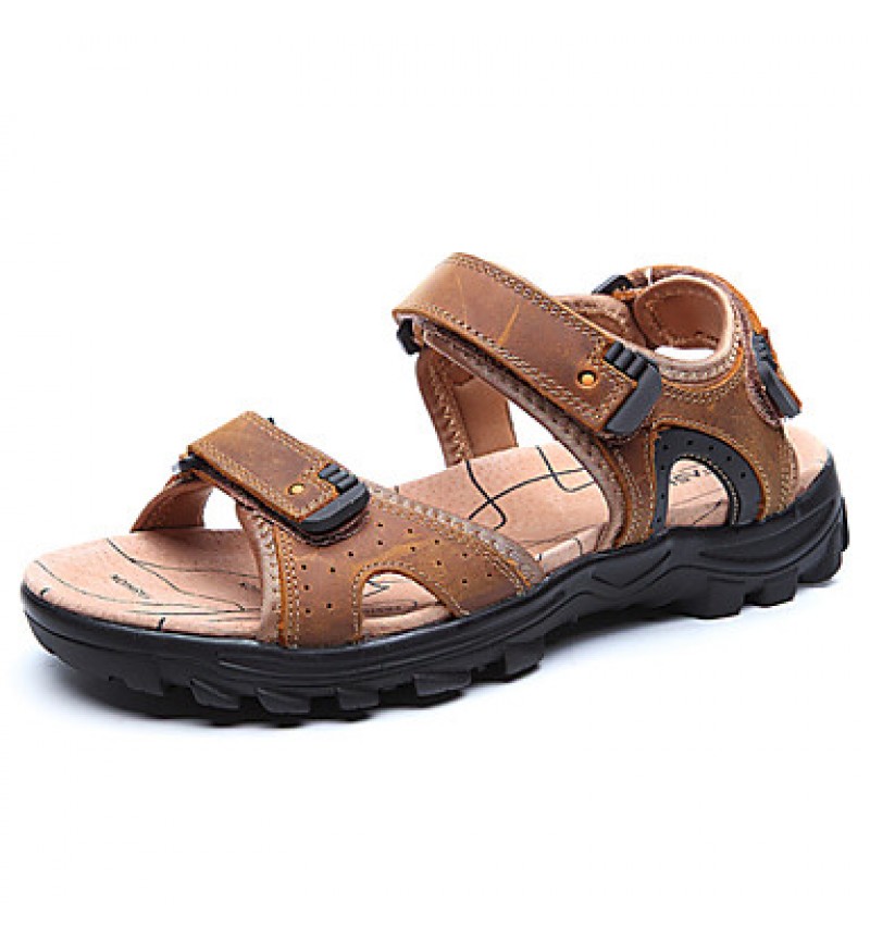 Men's Shoes Outdoor / Office & Career /Work & Duty / Athletic / Dress / Casual Nappa Leather Sandals Black/Brown  