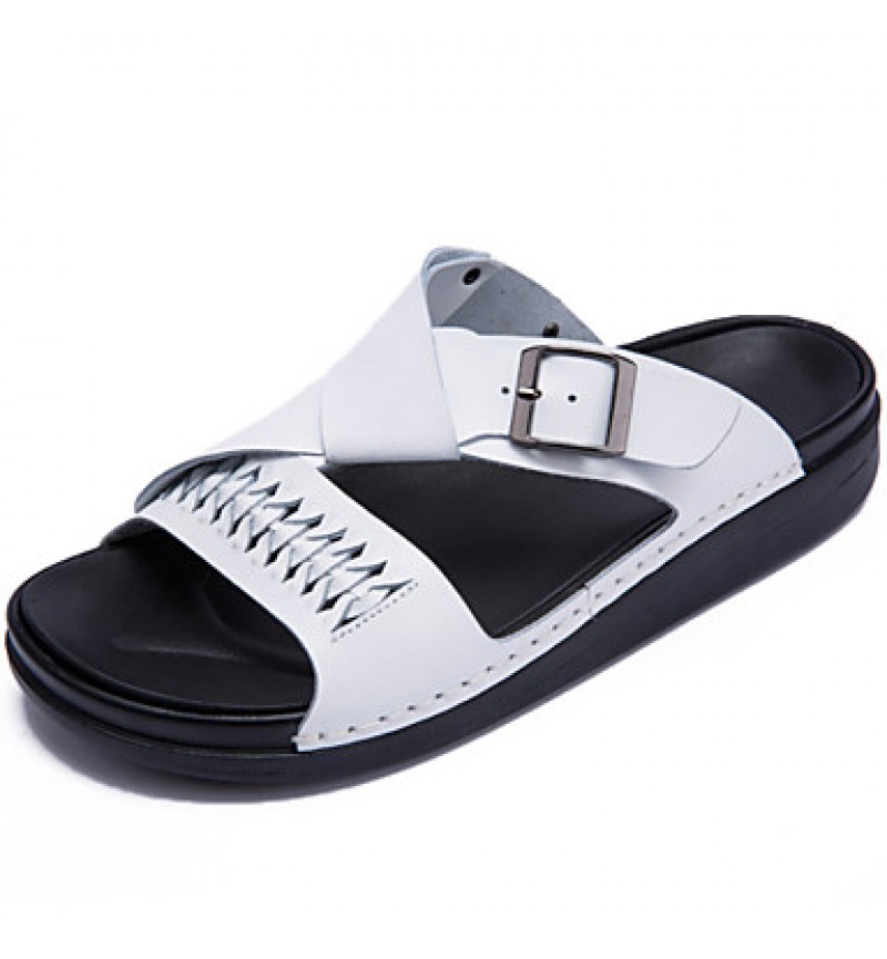 Men's Shoes Outdoor / Office & Career / Athletic / Dress / Casual Nappa Leather Slippers Black / White  