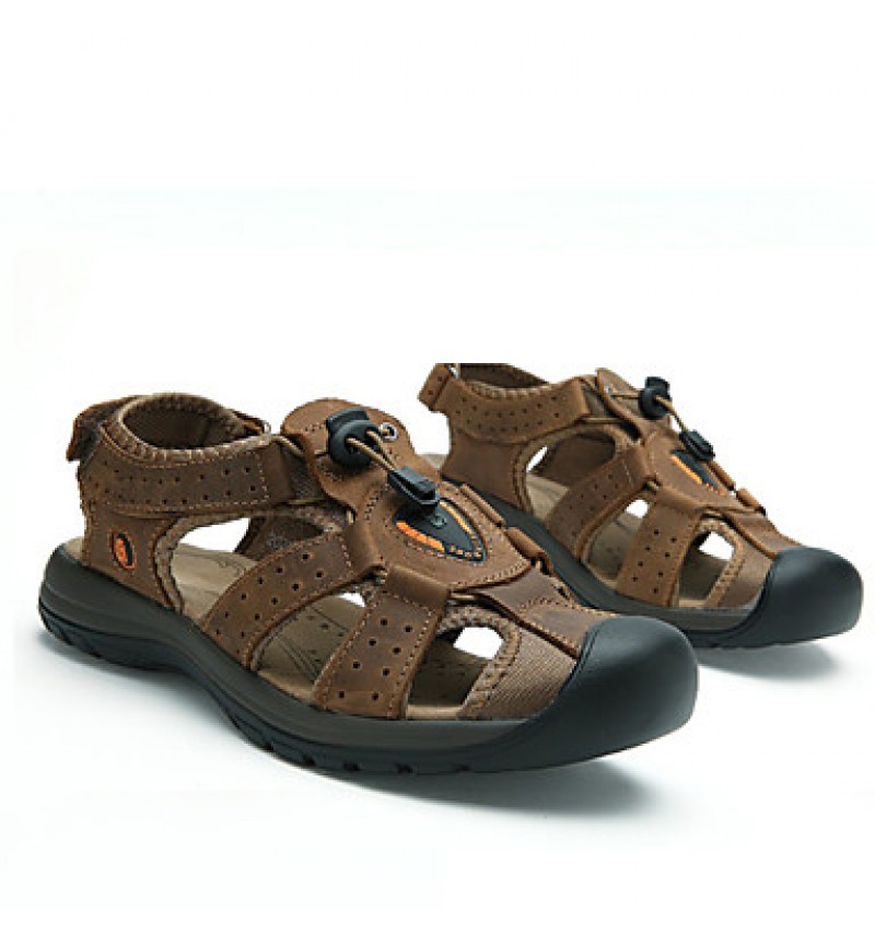 Men's Shoes Outdoor / Casual Leather Sandals Brown / Khaki  