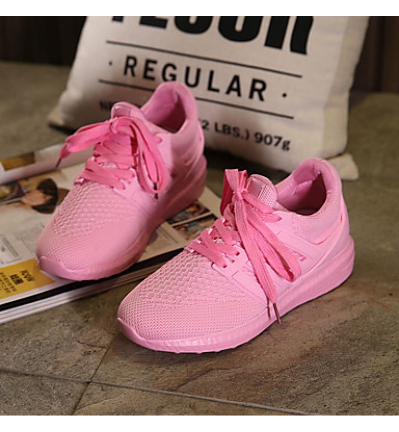 Women's Sneakers Spring / Fall / Winter Comfort Tulle Athletic / Casual Platform Lace-up Black / Pink / White Sneaker