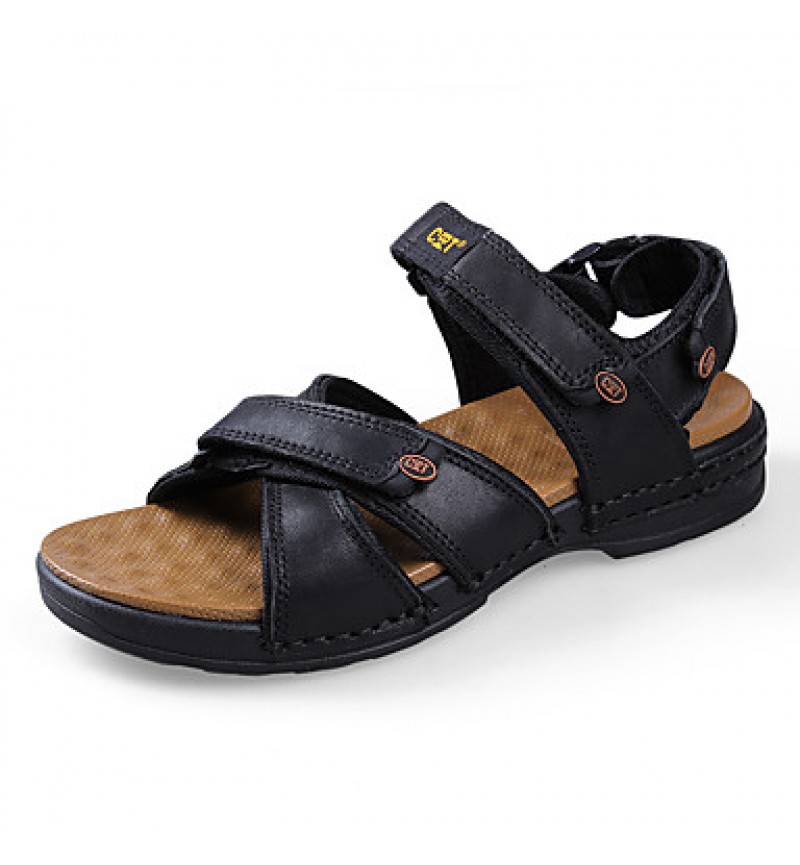 Men's Shoes Outdoor / Office & Career / Athletic / Dress / Casual Nappa Leather Sandals Black / Brown  