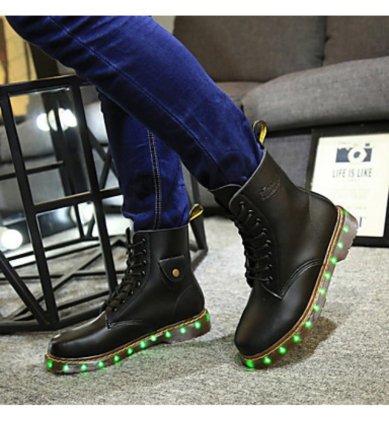 7 Colors Luminous Shoes Men Women Unisex Couple Lace-Up Toe Boot Martin boots Fashion Casual Flat Led Shoes Usb Charging  