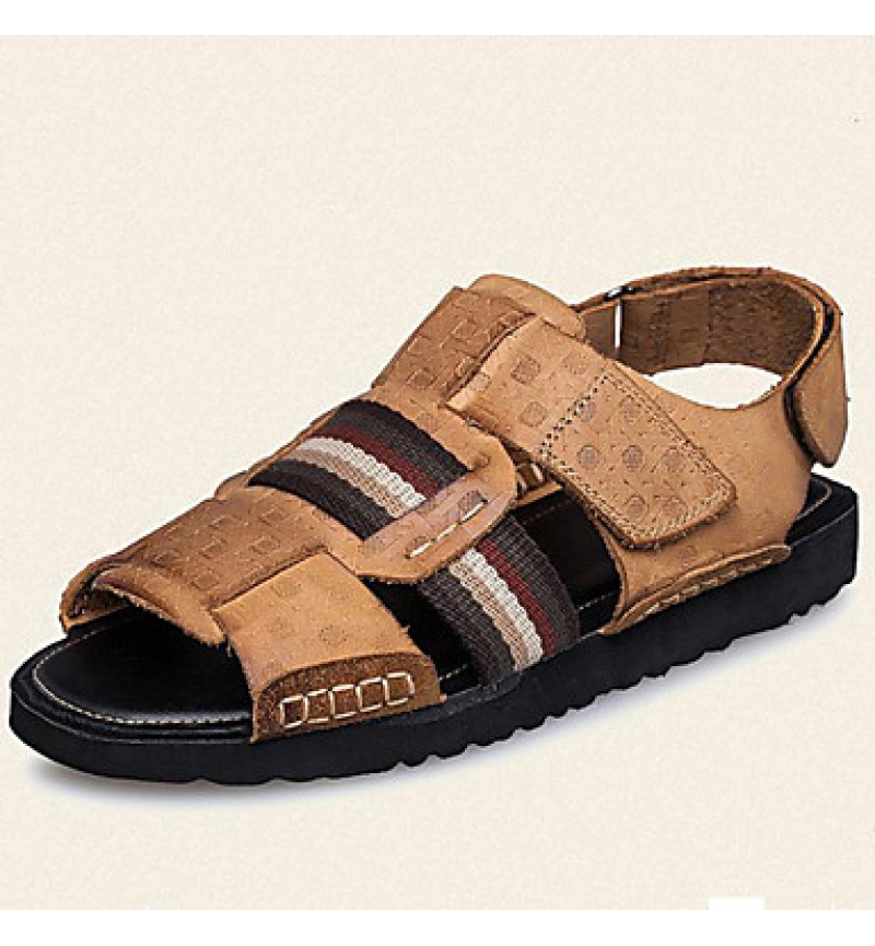 Men's Shoes Outdoor / Office & Career / Athletic / Dress /Casual Nappa Leather Sandals Big Size Black / Brown  