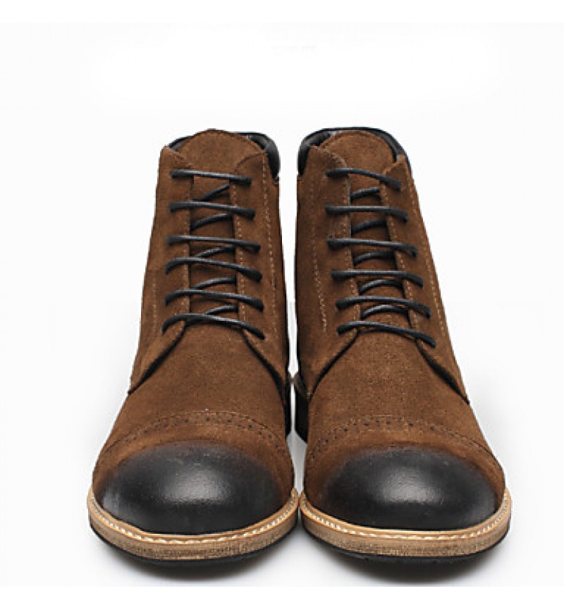 Shoes Leather Casual Boots Casual Low Heel Lace-up Black / Brown  