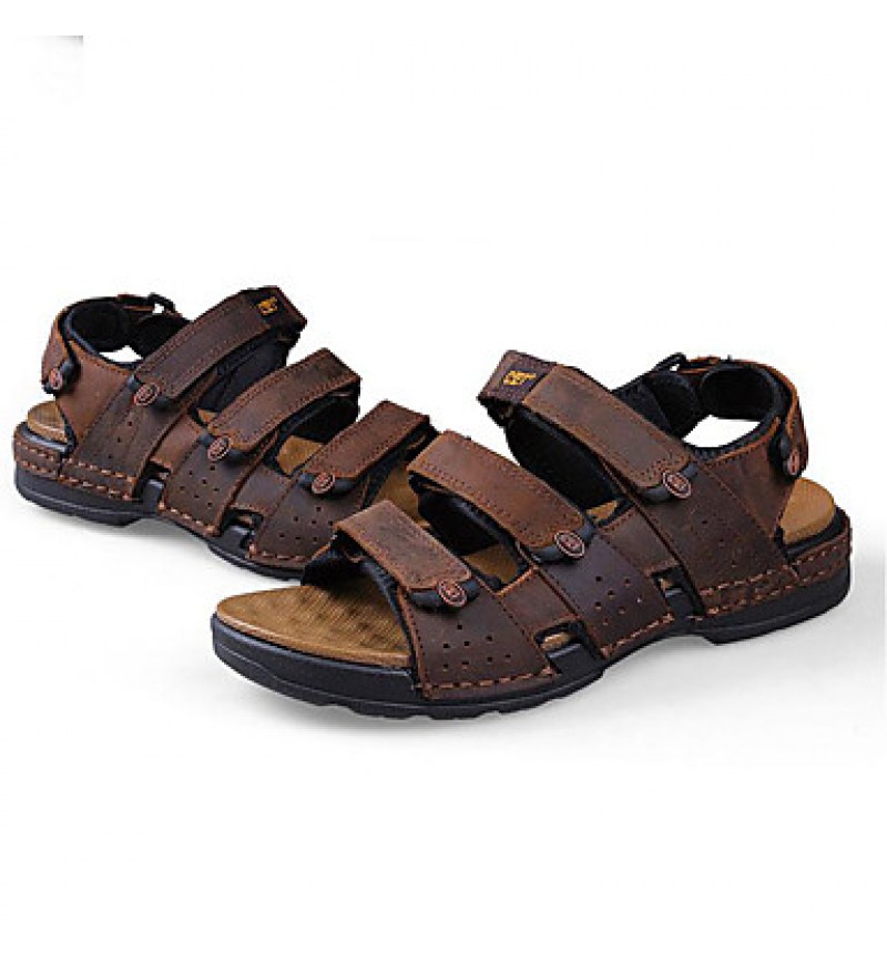 Men's Shoes Outdoor / Office & Career / Athletic / Dress / Casual Nappa Leather Sandals Black / Brown  