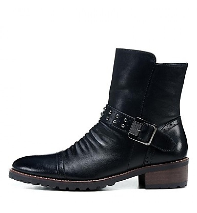 Shoes Wedding / Party  Evening / Casual Leather Boots Black  