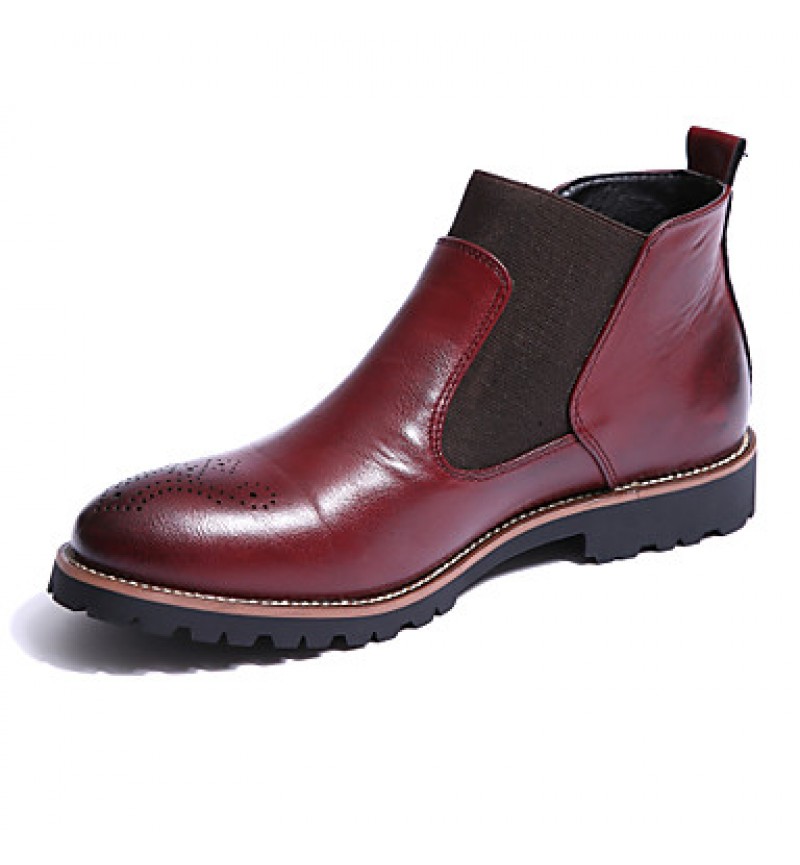 Shoes Leather Office  Career / Casual Boots Office  Career / Casual Low Heel Split Joint Black / Brown / Burgundy  