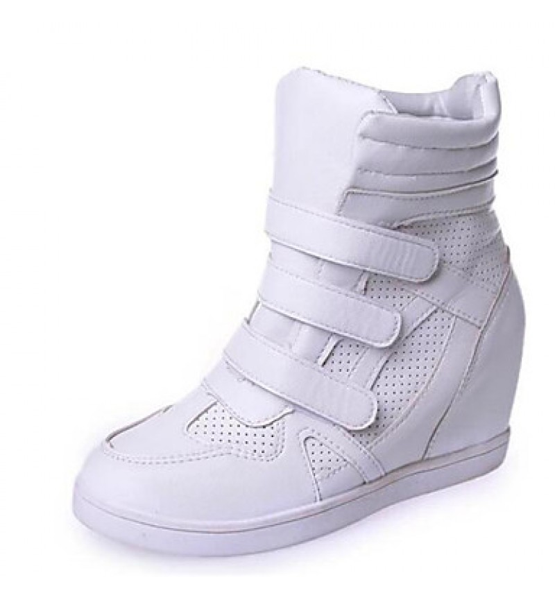 Women's Sneakers Spring / Fall Wedges Leatherette Outdoor / Casual Wedge Heel Buckle Black / White Others