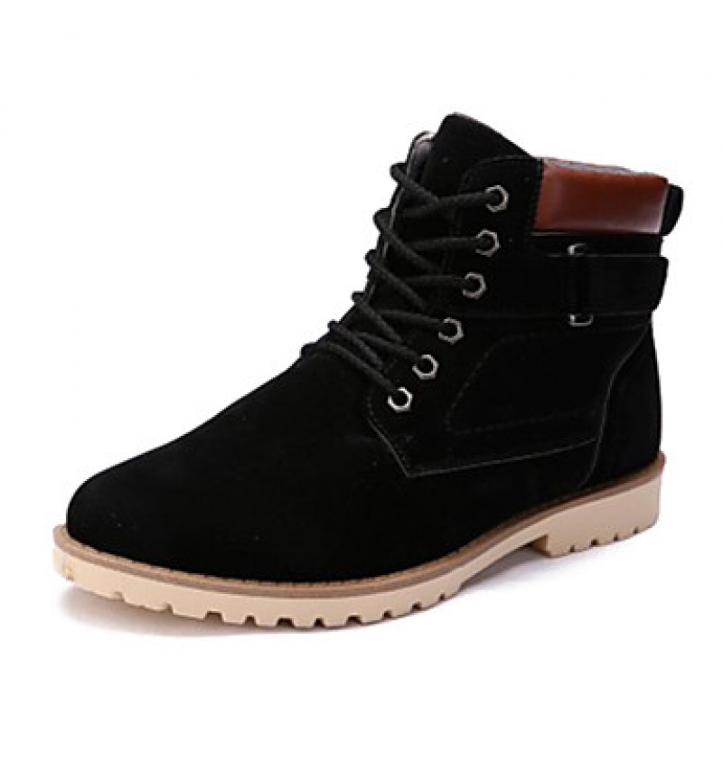 Shoes Fleece Casual Boots Casual Flat Heel Lace-up Black / Blue / Brown  