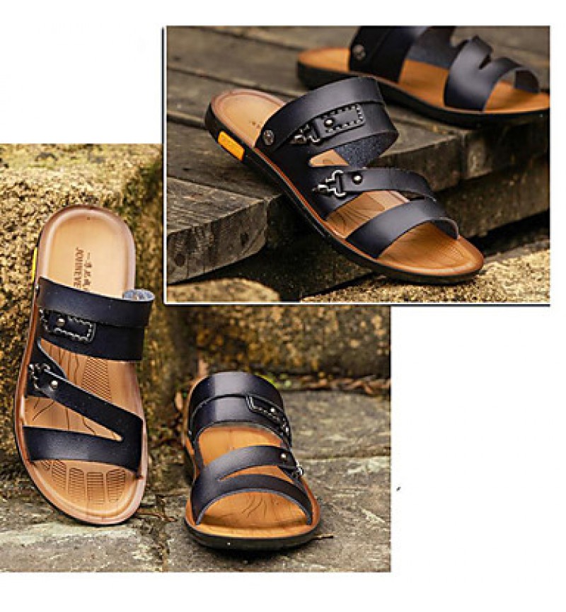 Men's Shoes Outdoor / Athletic / Casual Nappa Leather Sandals Black / Brown  