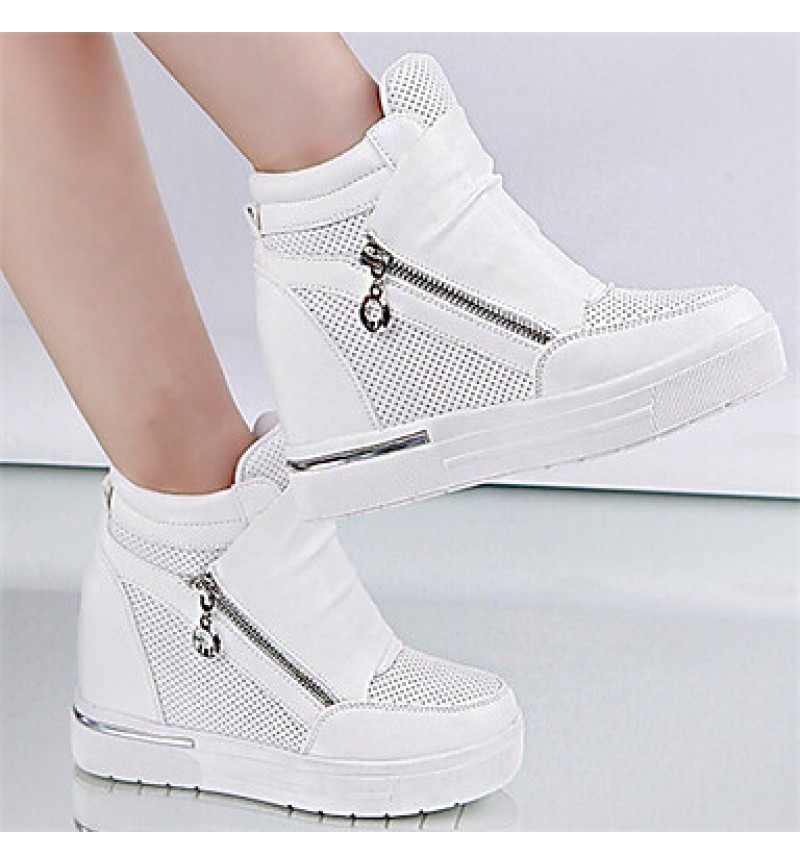 Women's ShoesFlat Heel Round Toe Fashion Sneakers Casual Black/White/Silver