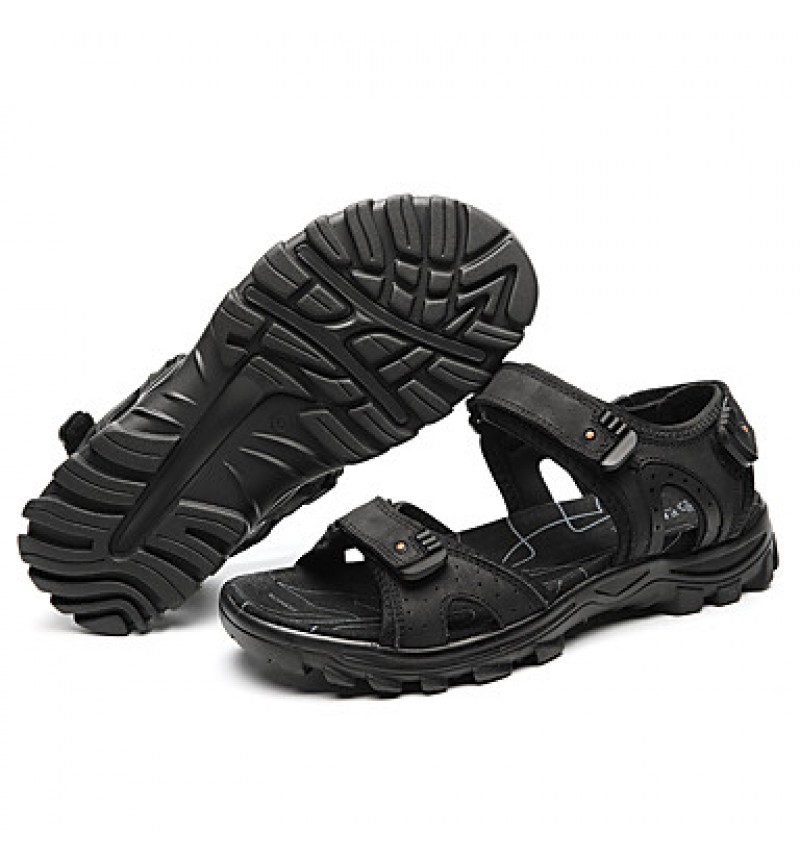 Men's Shoes Outdoor / Office & Career /Work & Duty / Athletic / Dress / Casual Nappa Leather Sandals Black/Brown  