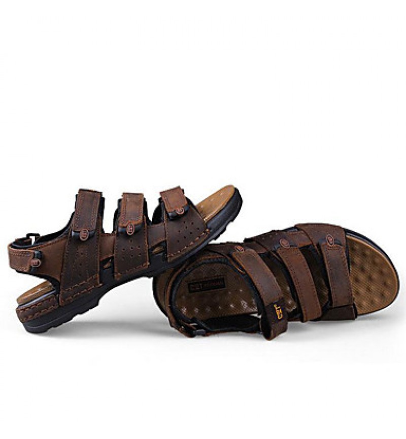 Men's Shoes Outdoor / Office & Career / Athletic / Dress / Casual Nappa Leather Sandals Black / Brown  