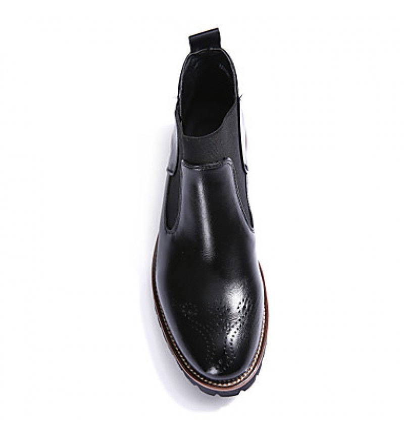 Shoes Leather Office  Career / Casual Boots Office  Career / Casual Low Heel Split Joint Black / Brown / Burgundy  