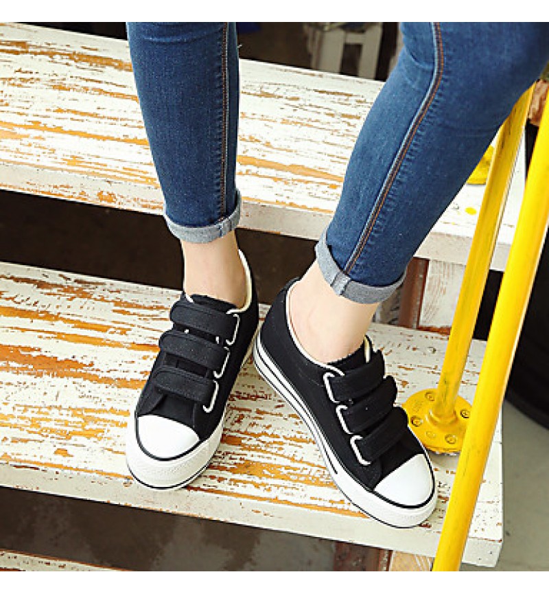 Women's Sneakers/ Comfort/Flats Canvas Athletic/Casual Flat Heel Lace-up Black/Blue/White Walking