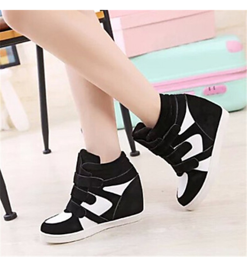 Women's Spring / Fall Wedges Fleece Outdoor / Casual Wedge Heel Buckle Black / Red