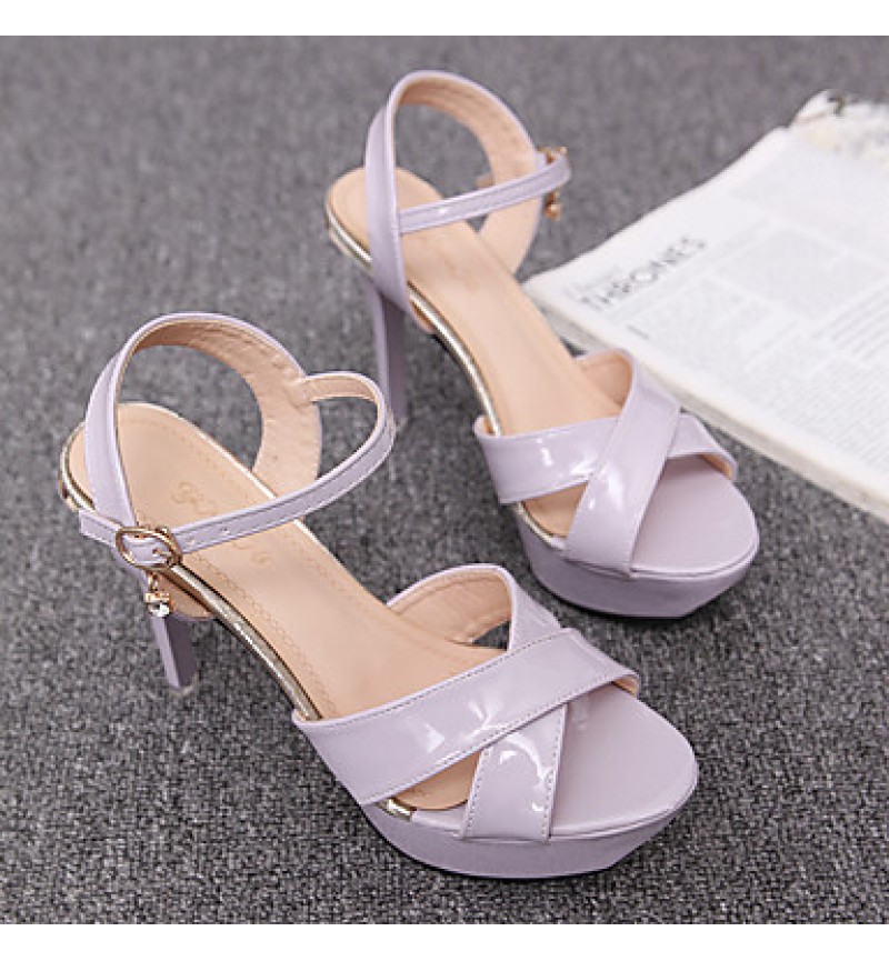 Women's Shoes PU Stiletto Heel Heels / Peep Toe Sandals Office & Career / Party & Evening / Casual Pink / Purple