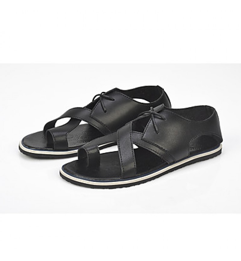   Men's Shoes Casual Leatherette Sandals Black / White  