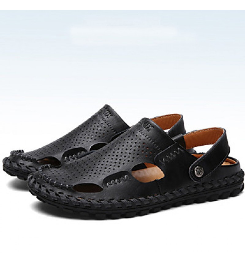 Men's Shoes Outdoor / Office & Career / Athletic / Dress / Casual Nappa Leather Sandals Black / Brown  