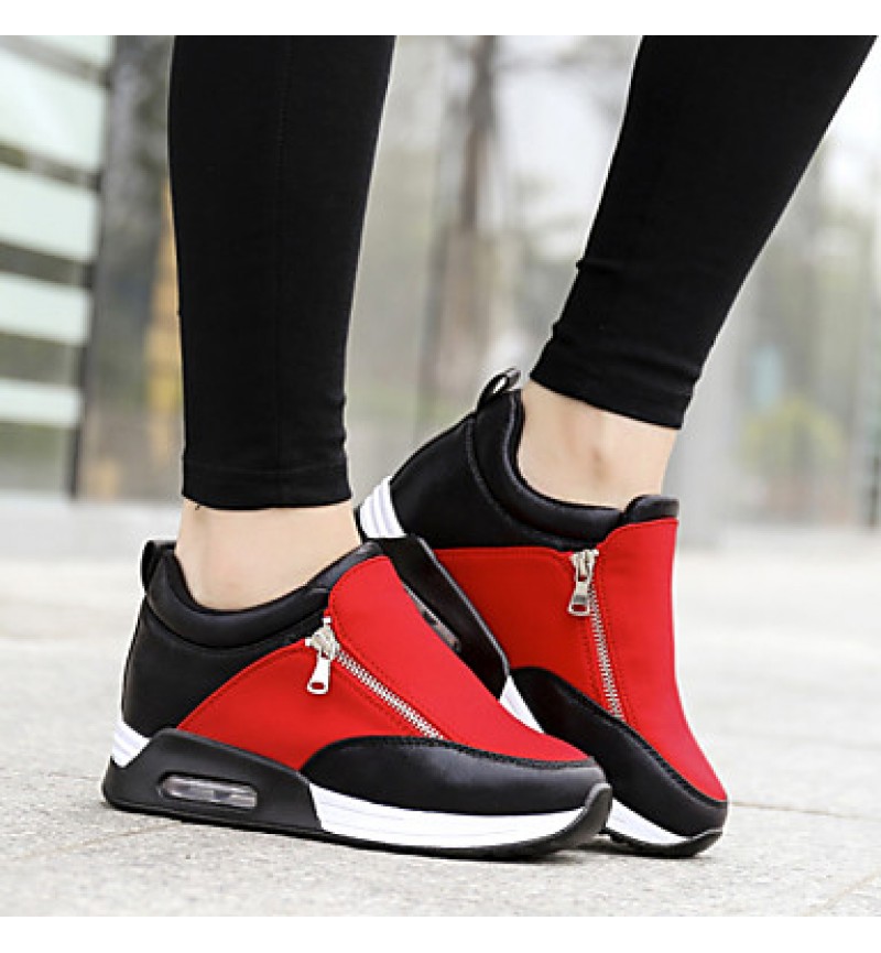 Women's Spring / Summer / Fall / Winter Platform / Creepers Leatherette Outdoor / Casual / Athletic Flat Heel Zipper / Chain Black / Red