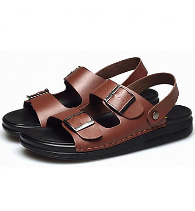 Men's Shoes Outdoor / Office & Career / Work & Duty / Athletic / Casual Nappa Leather Sandals Black / Brown / White  