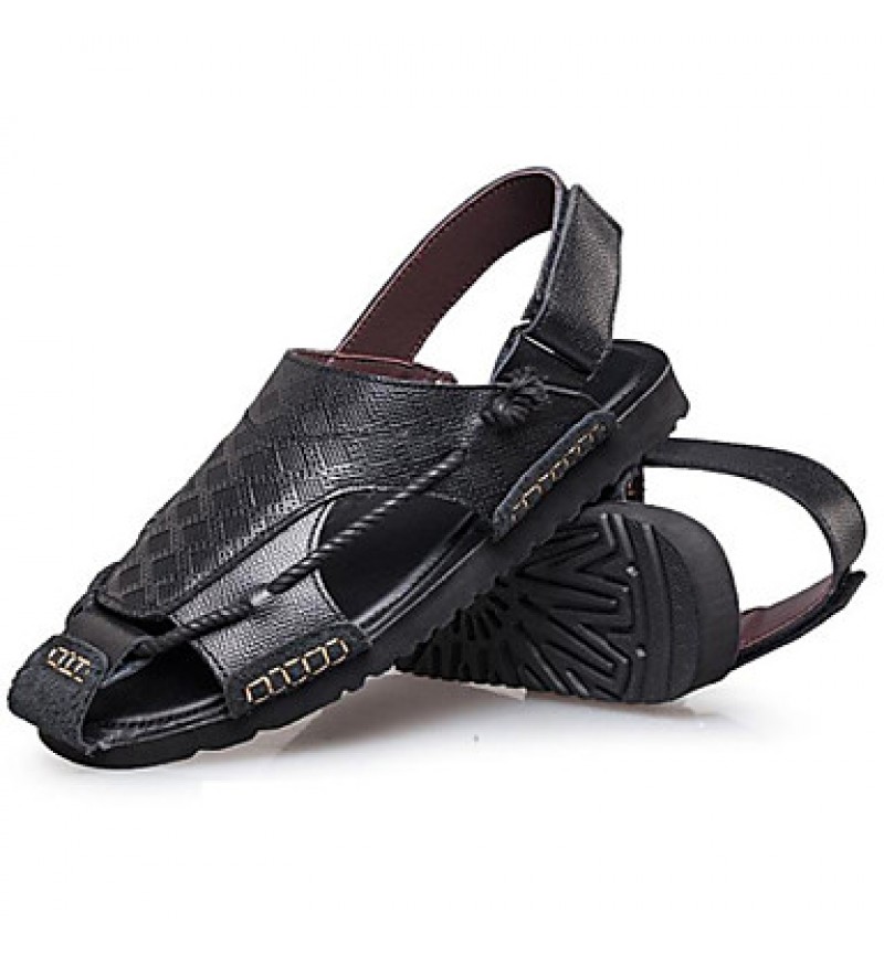 Men's Shoes Outdoor / Office & Career / Athletic / Dress /Casual Nappa Leather Sandals Big Size Black / Brown  