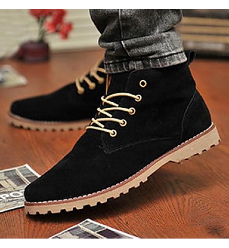 Shoes Leatherette Casual Boots Casual Flat Heel Lace-up Black / Blue / Yellow / Green  