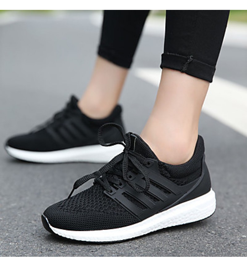 Women's Sneakers Spring / Fall / Winter Comfort Tulle Athletic / Casual Platform Lace-up Black / Pink / White Sneaker