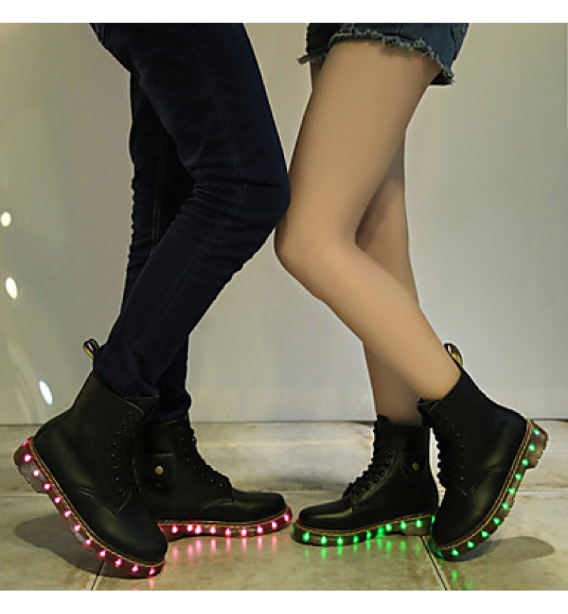 7 Colors Luminous Shoes Men Women Unisex Couple Lace-Up Toe Boot Martin boots Fashion Casual Flat Led Shoes Usb Charging  