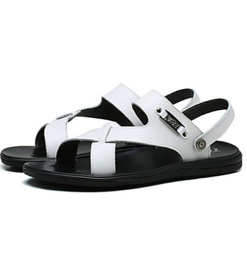 Men's Shoes Outdoor / Office & Career / Work & Duty / Athletic / Dress / Casual Nappa Leather Sandals Black / White  