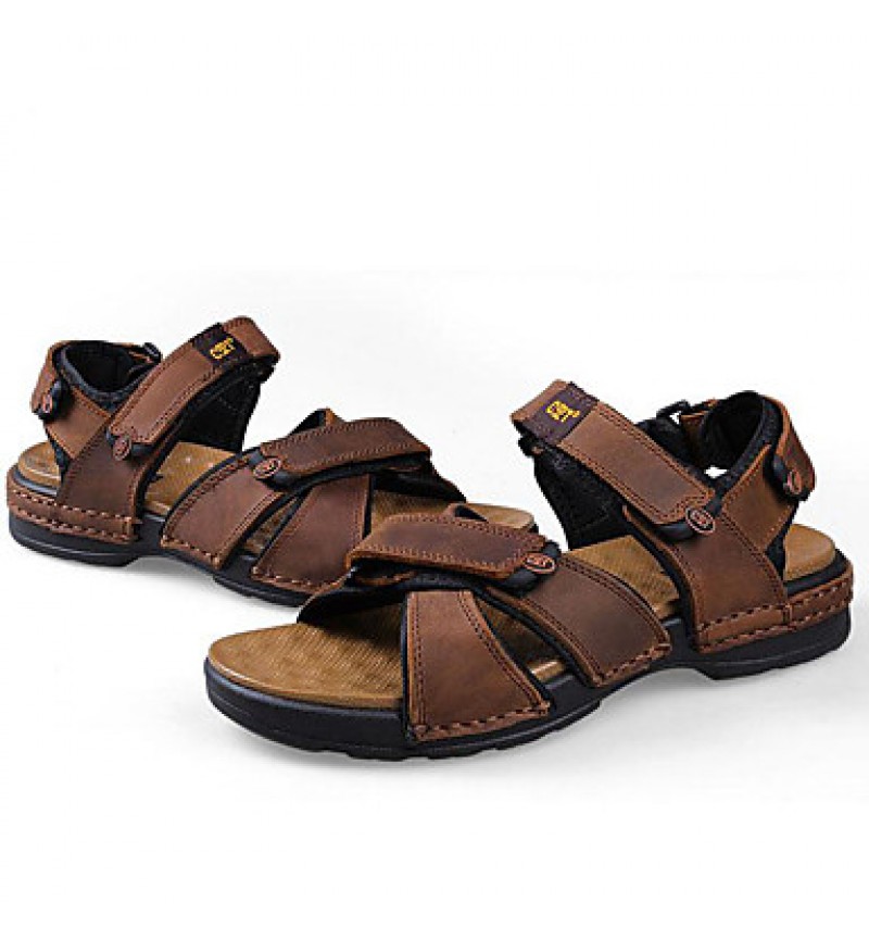 Men's Shoes Outdoor / Office & Career / Athletic / Dress / Casual Nappa Leather Sandals Black / Brown  