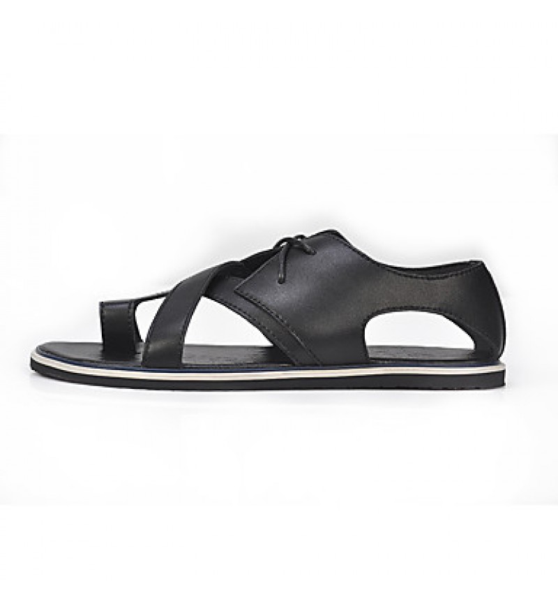   Men's Shoes Casual Leatherette Sandals Black / White  