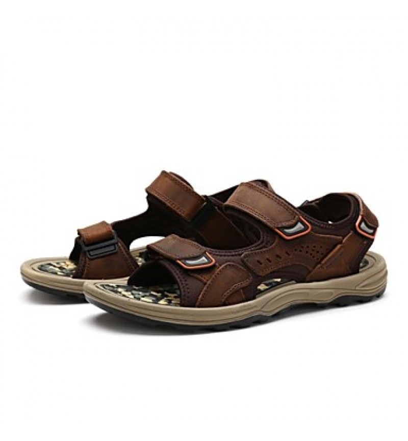 Men's Shoes Outdoor / Office & Career / Athletic / Dress / Casual Nappa Leather Sandals Black / Brown / Taupe  